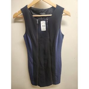 Rag & Bone New York Black Sleeveless Zipper Front Sheath Dress Womens Size 0